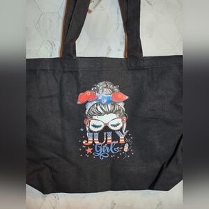 Patriotic Graphic Black Tote Bag